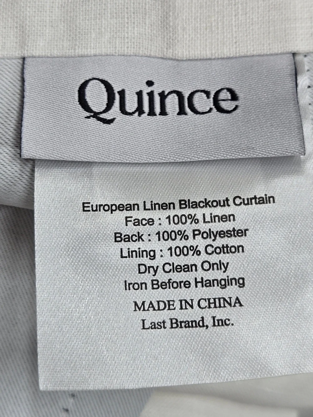 QUINCE Set Of 2 48x96 European Linen True Blackout Curtains White 9629
